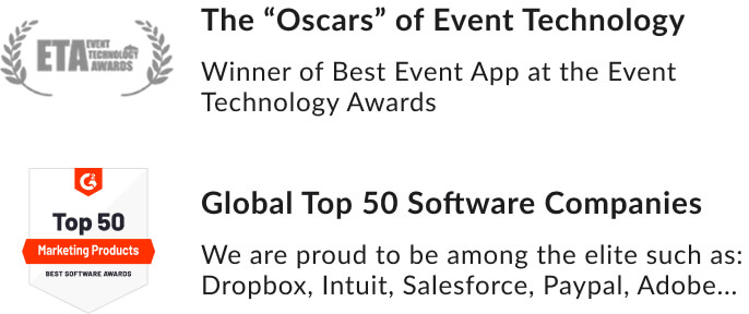 Best event app award, global top 100 software companies