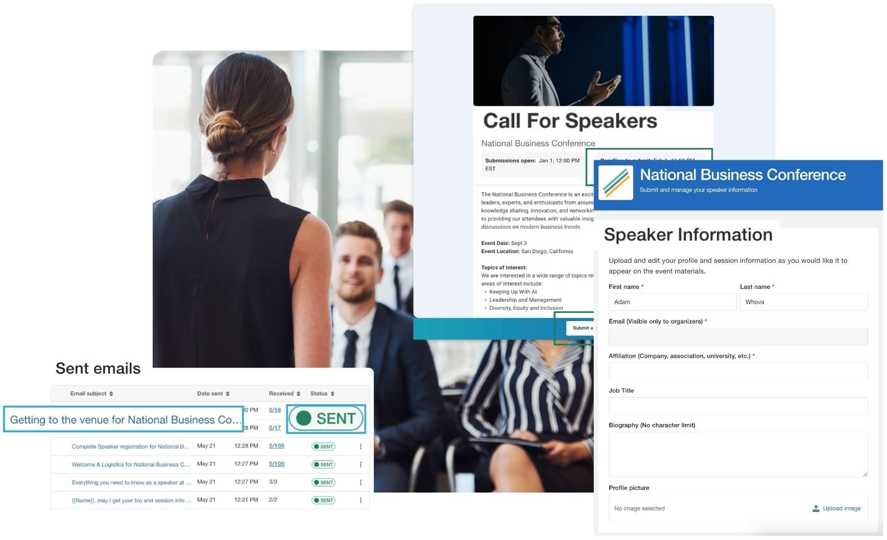 Whova's abstract management and speaker management software