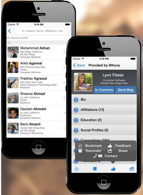 Whova attendee profile screenshot