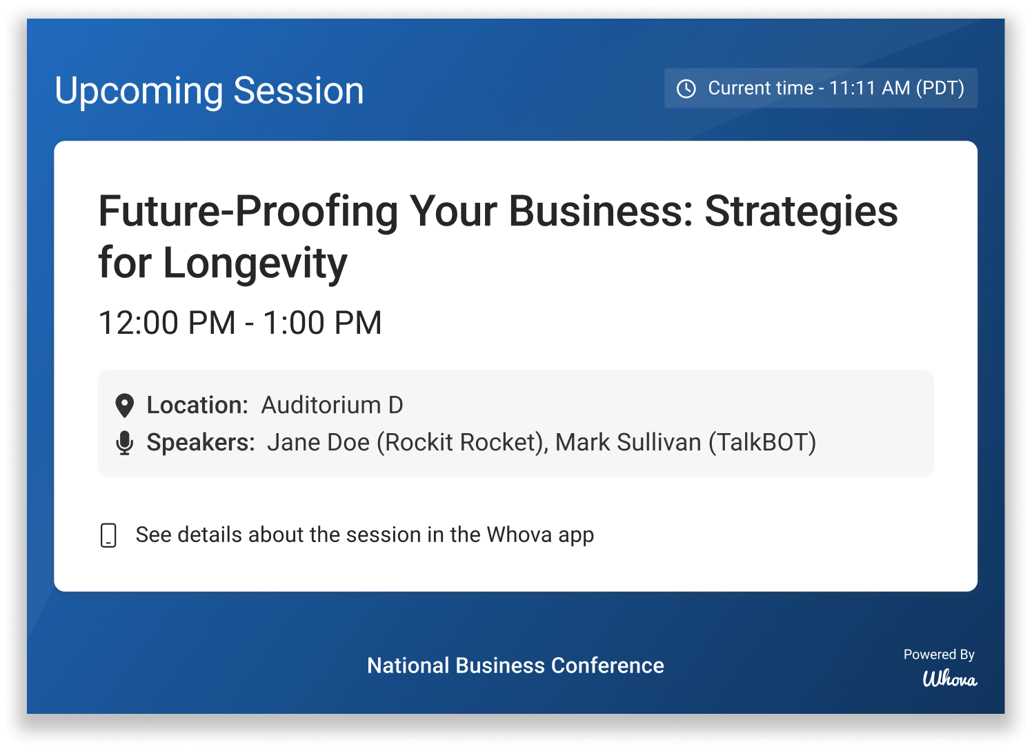 Announcement Wall upcoming session slide.