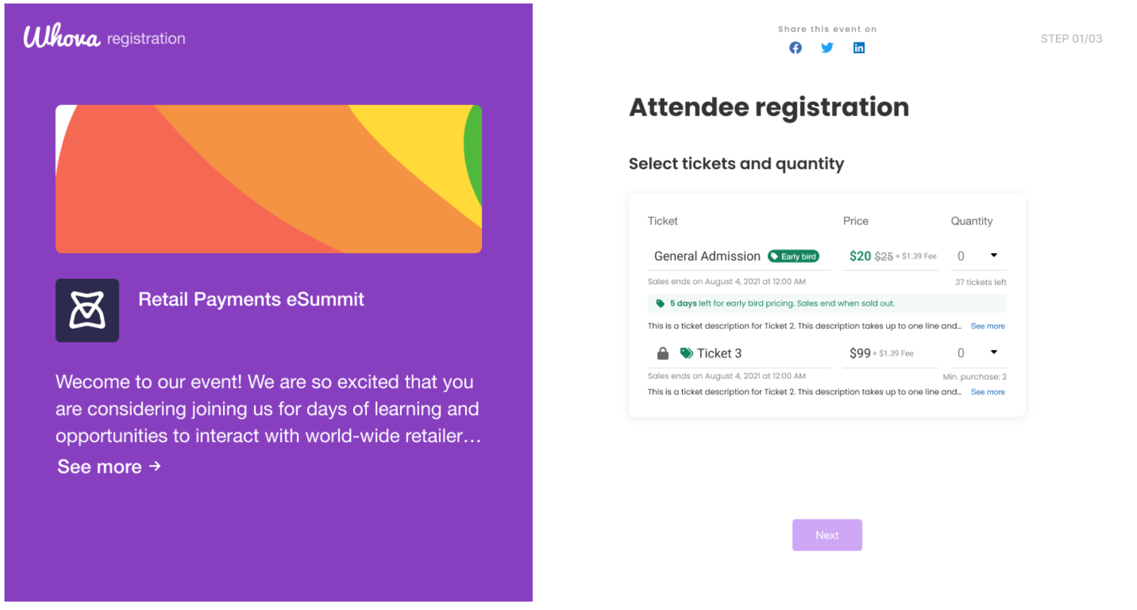 Attendee registration portal