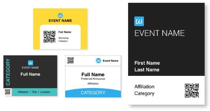 Name badge templates with QR code