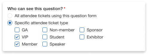 Whova question visibility options