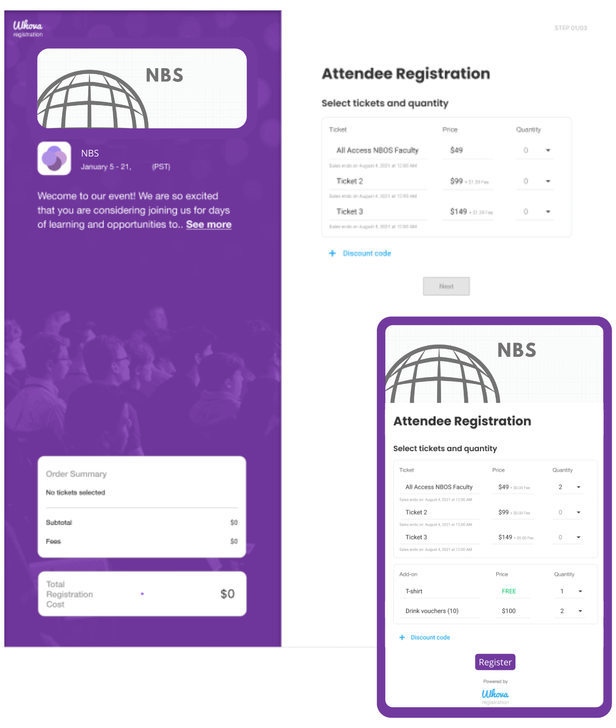 Whova's event registration form example