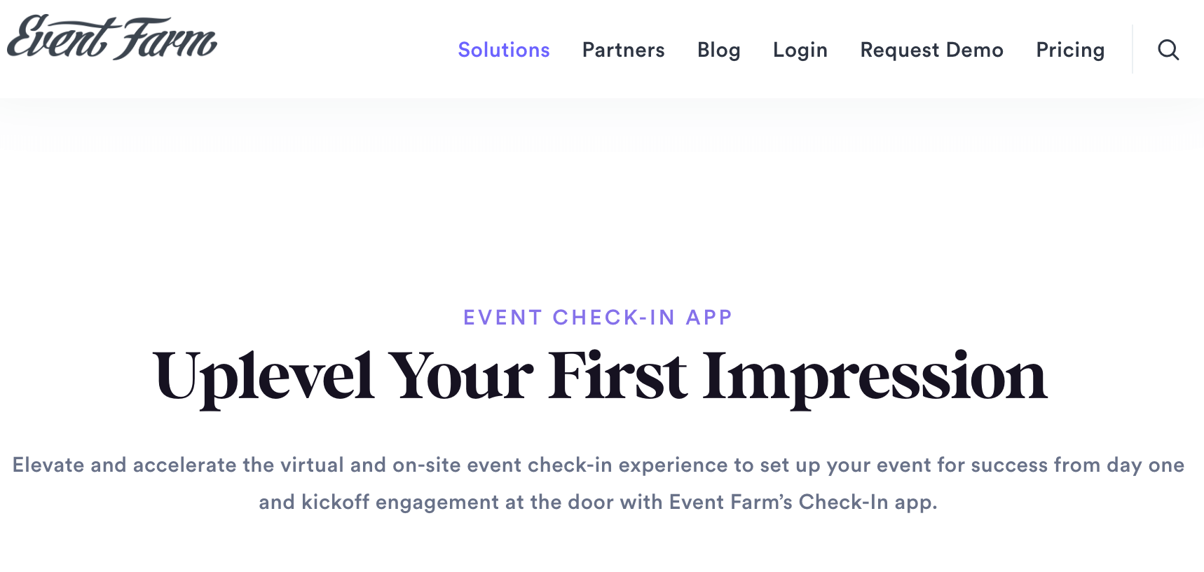 Eventfarm's event check-in app product webpage