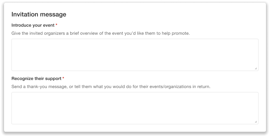 Organize co promoter invitation message