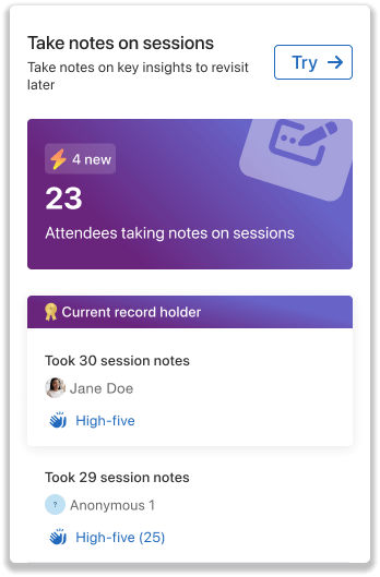 Record holder for attendee with most session notes taken