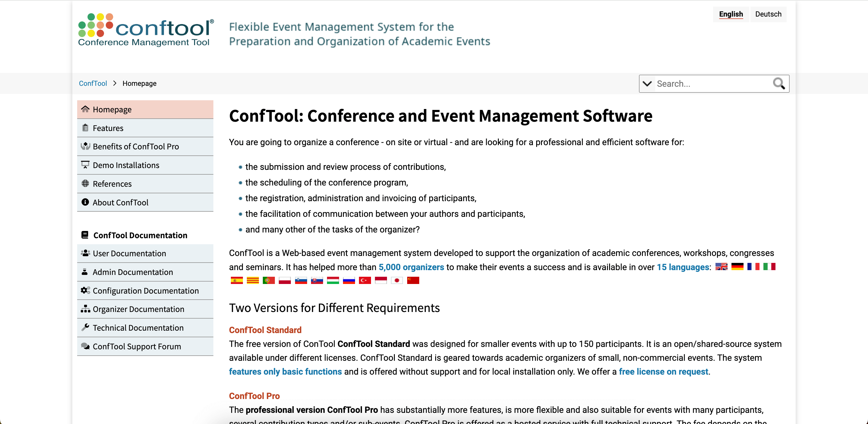 Conftool website example