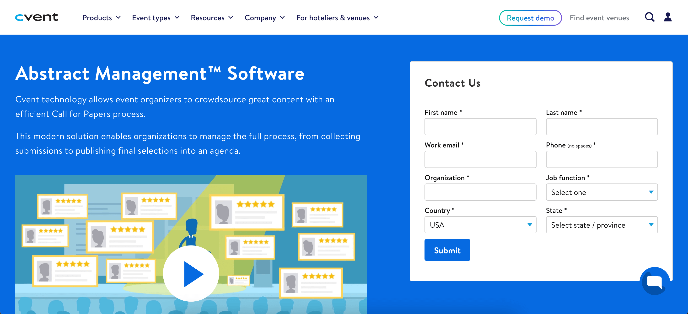 Cvent homepage