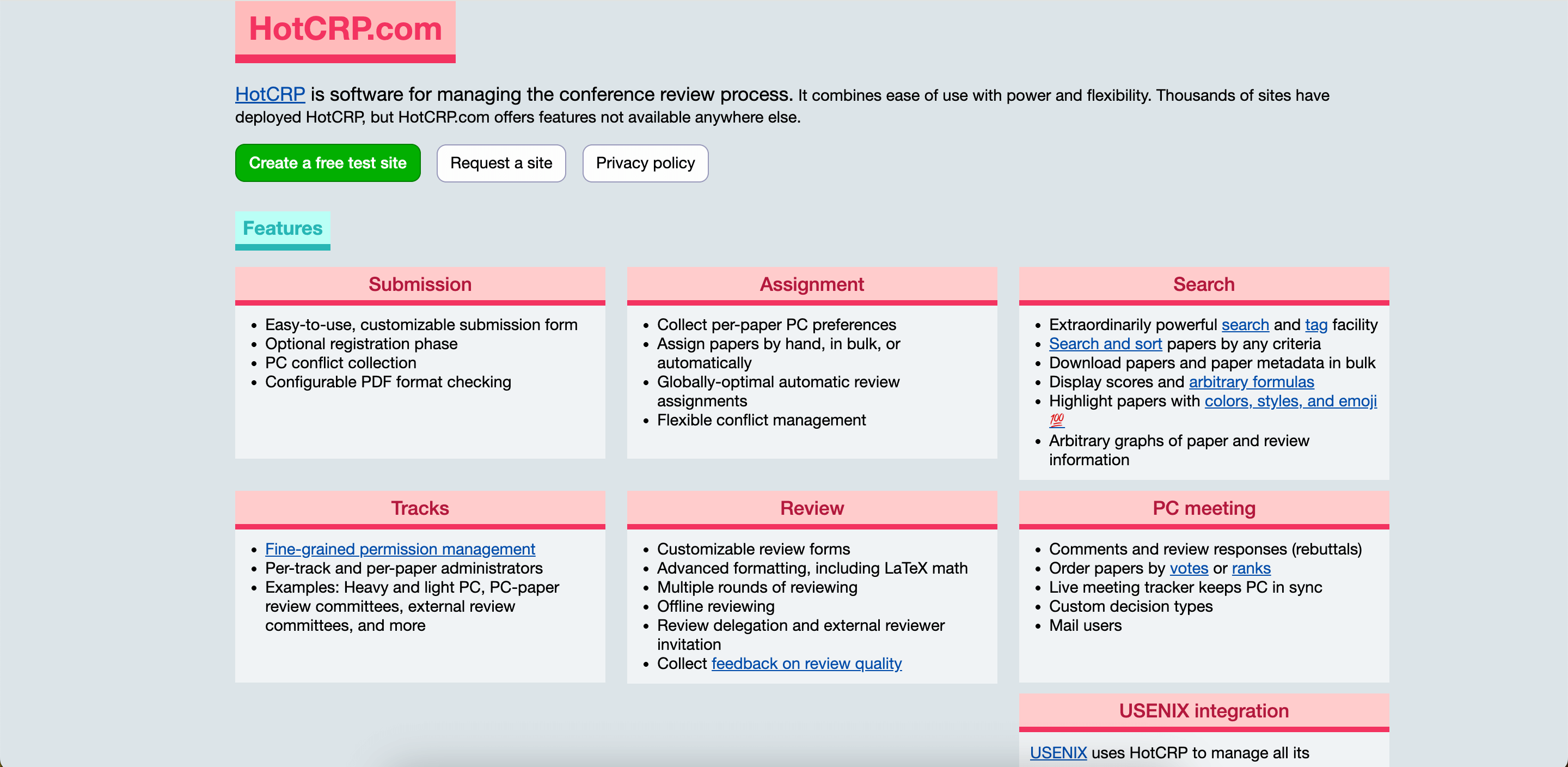 HotCRP homepage
