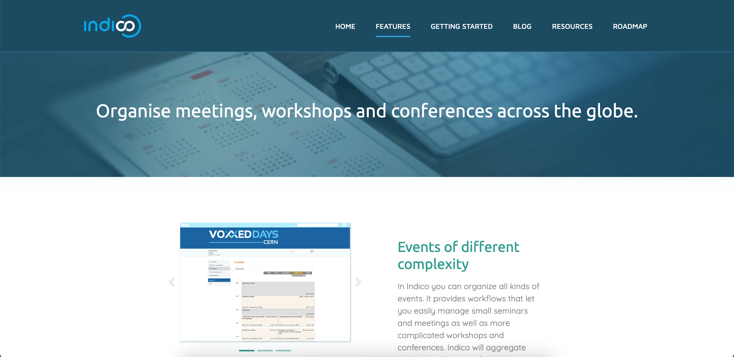 Indico homepage