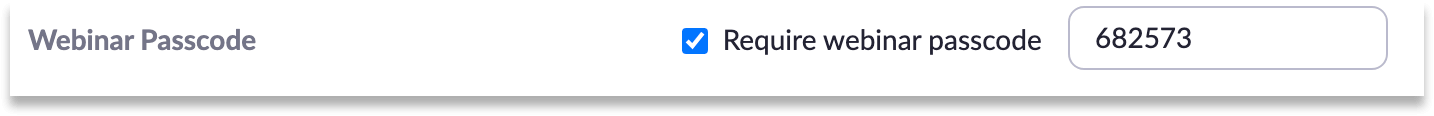 Webinar passcode set to require