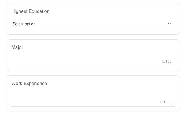 Career fair registration form example questions