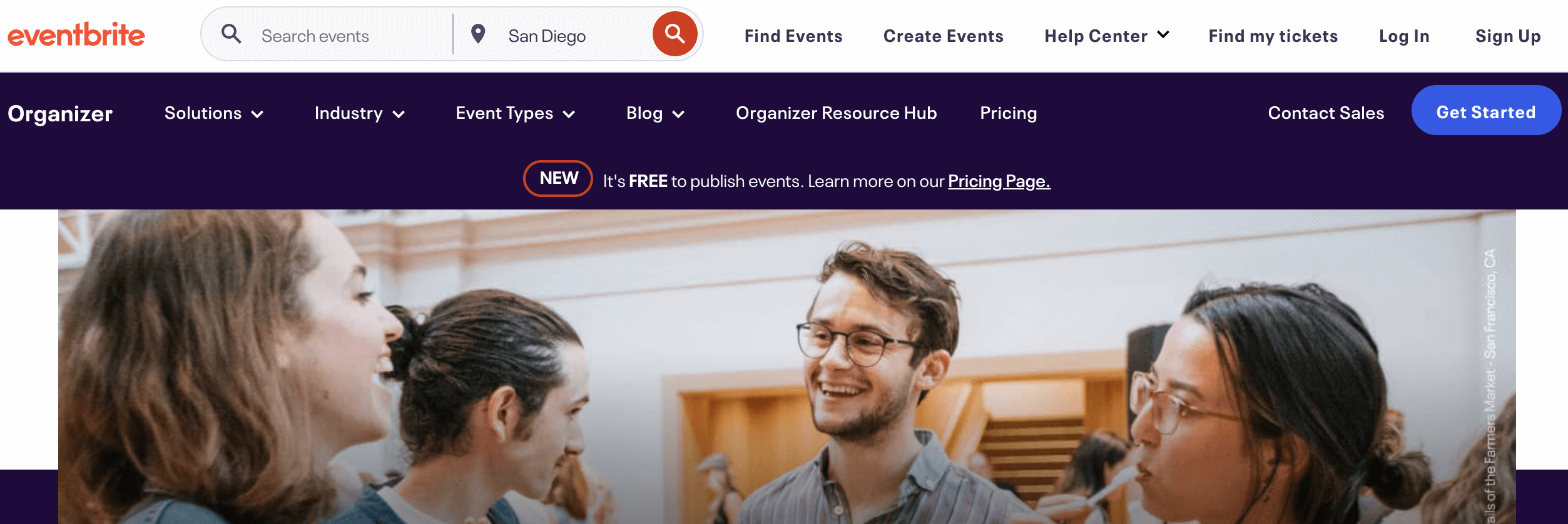 Eventbrite website homepage
