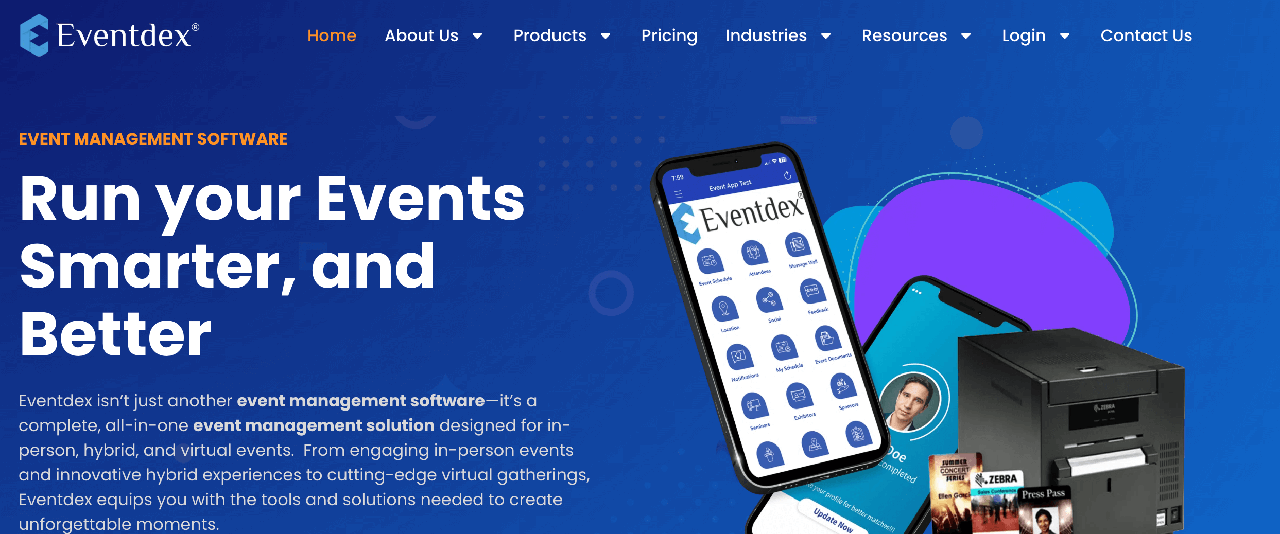 Eventdex website for EventMobi comparison