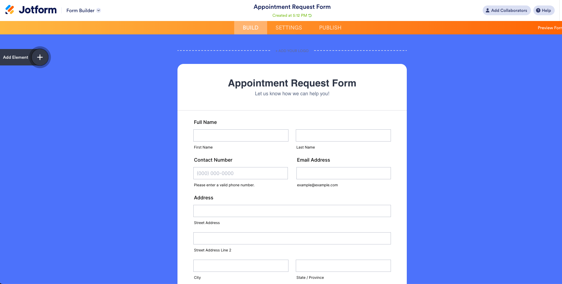 Jotform template example