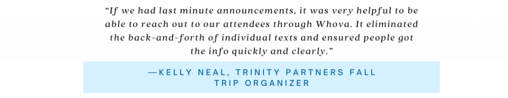 Trinity Partners Fall Trip 2021 - Announcements