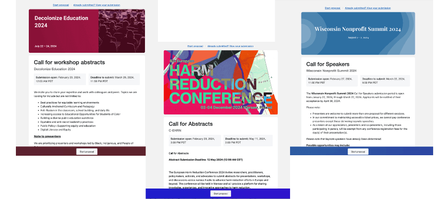 Whova call for speaker portal design examples